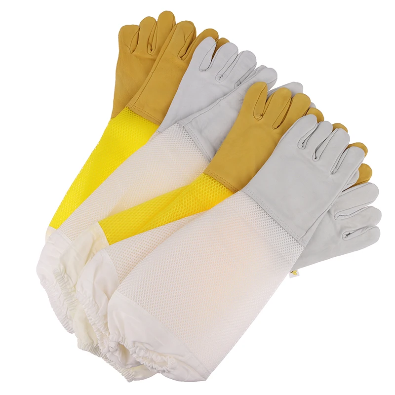 1 пара пчеловодческих перчаток защитные рукава дышащие длинные перчатки из овчины против пчелиного укуса для пчеловода Изображение 1 