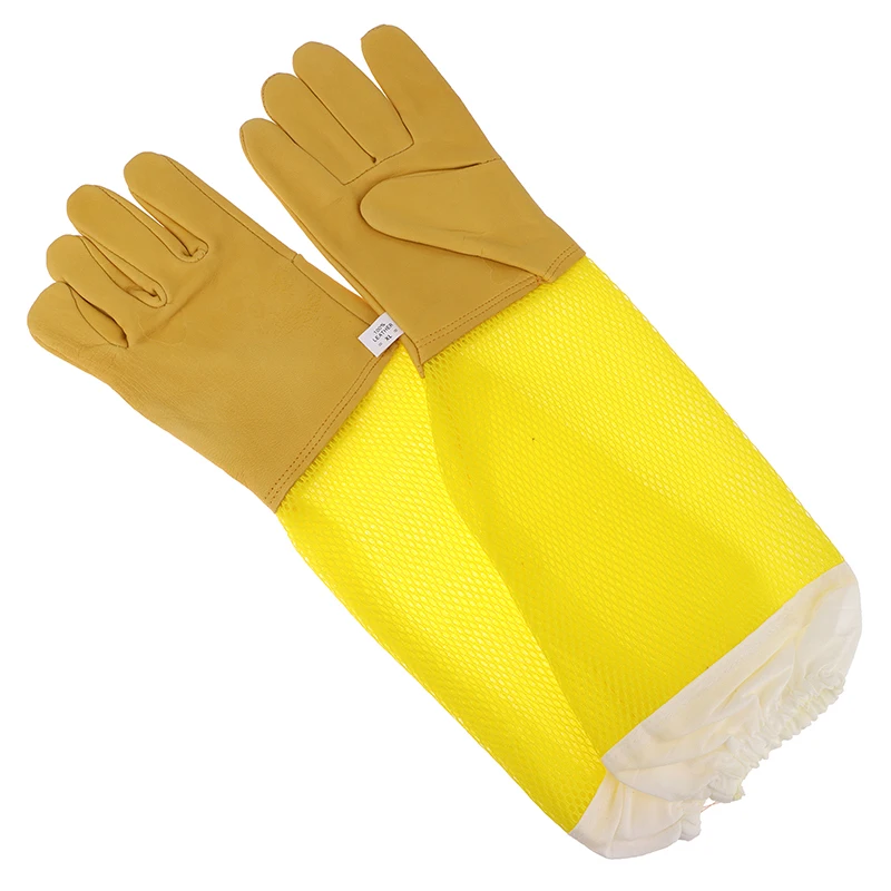 1 пара пчеловодческих перчаток защитные рукава дышащие длинные перчатки из овчины против пчелиного укуса для пчеловода Изображение 2 