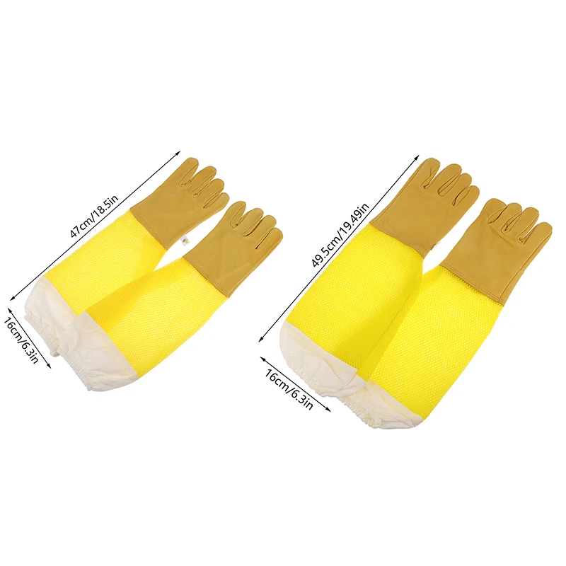 1 пара пчеловодческих перчаток защитные рукава дышащие длинные перчатки из овчины против пчелиного укуса для пчеловода Изображение 5 