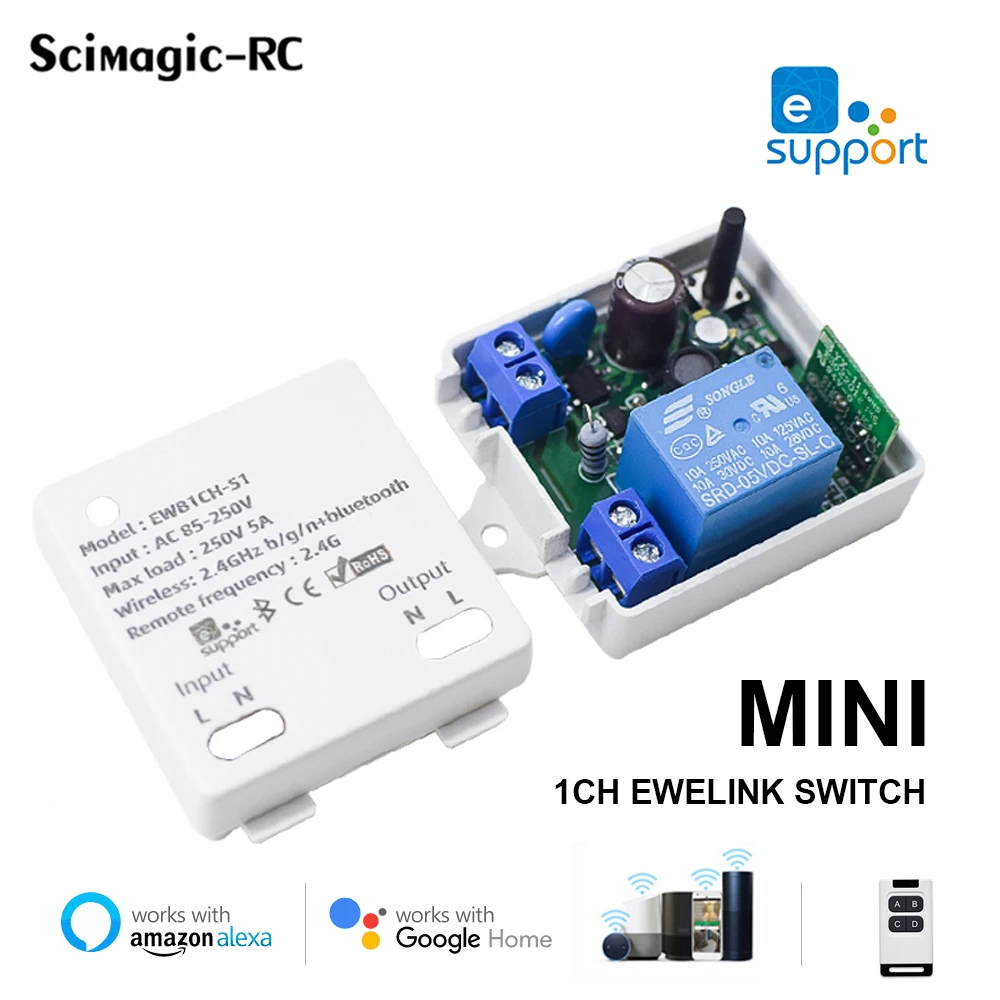 1CH Специальное предложение Ewelink AC 85-250V Модуль WiFi Smart Switch Alexa 2.4G Выключатель света Google Home Mini Module
