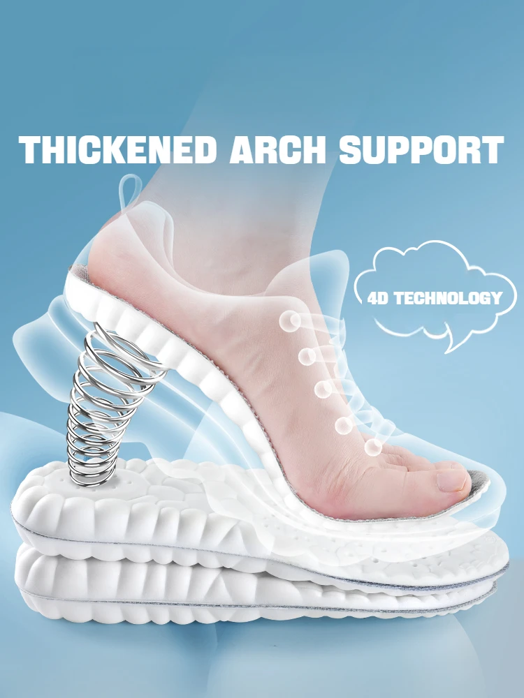 1Пара 4D Мягкая обувь Стельки для ног Подошвенный фасциит Стелька Поддержка свода стопы Ортопедические вставки Спортивные амортизирующие накладки для обуви Изображение 2 