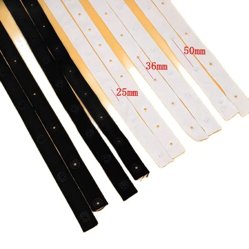 2 или 5 ярдов / лот ленты snaps лента черная / белая ткань с заклепками Кнопки из ткани подгузников