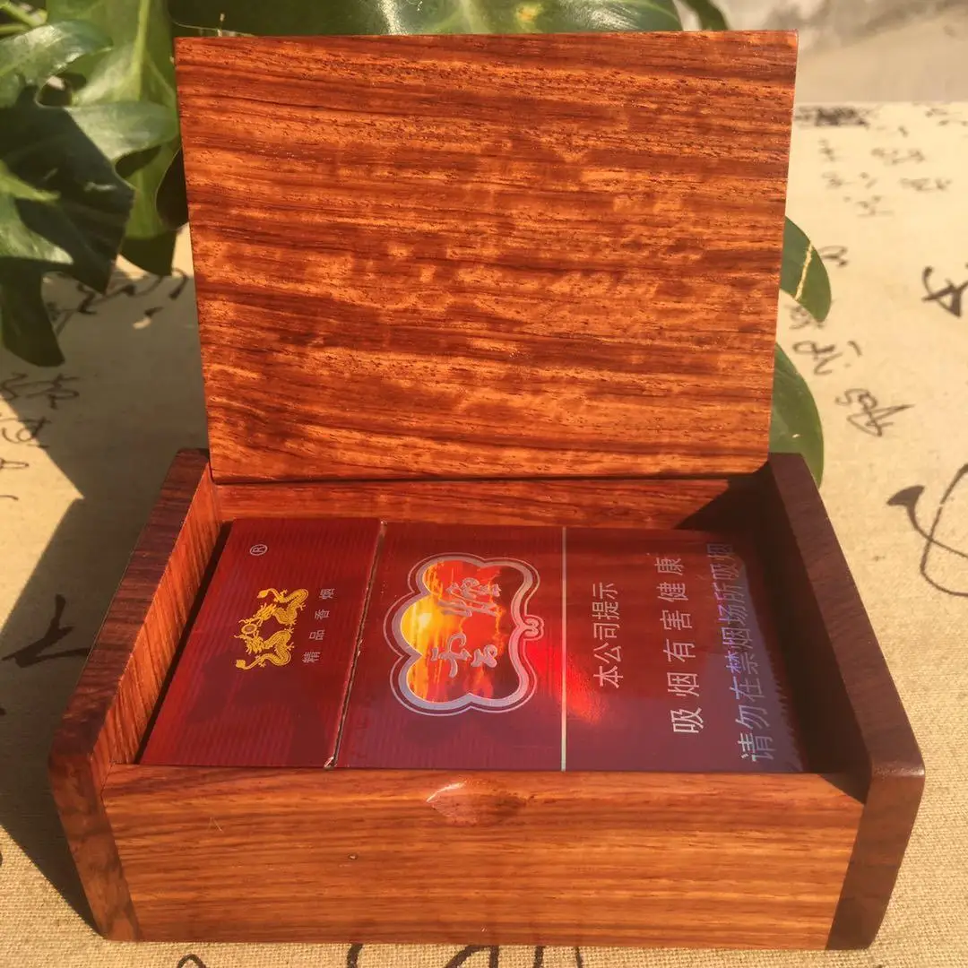 20 шт. Красный толстый портсигар из массива дерева Винтажная коробка для хранения Портативный