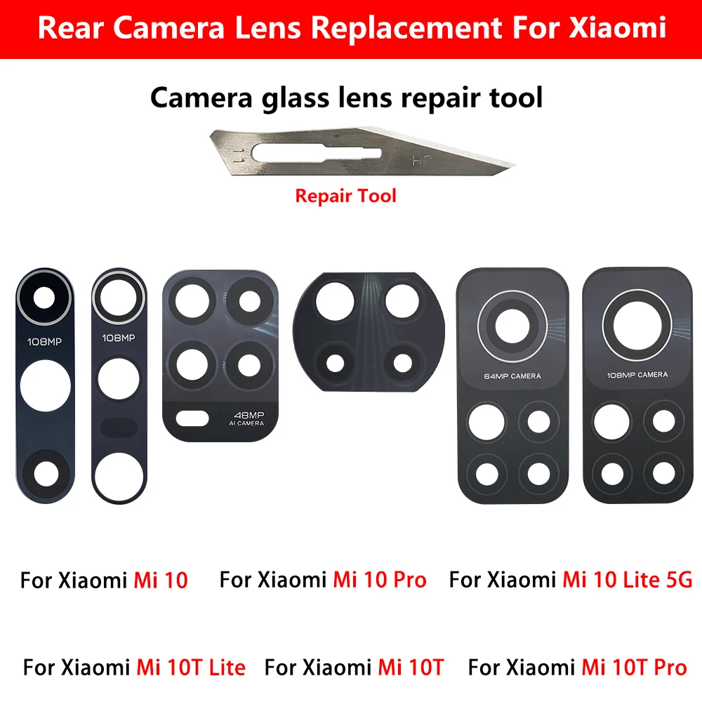 20 шт. Стеклянный объектив задней камеры для Xiaomi Mi 12 11T 10 10T 11 Lite Pro Ultra с клейкой наклейкой