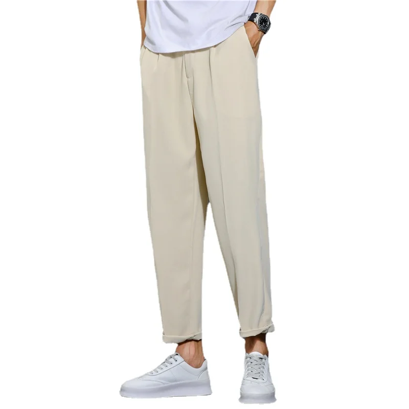 2023 Летние мужские брюки Хлопок Лен Мода Повседневные брюки Однотонные свободные шорты Изображение 1 