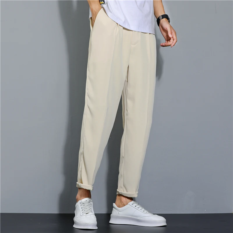 2023 Летние мужские брюки Хлопок Лен Мода Повседневные брюки Однотонные свободные шорты Изображение 2 