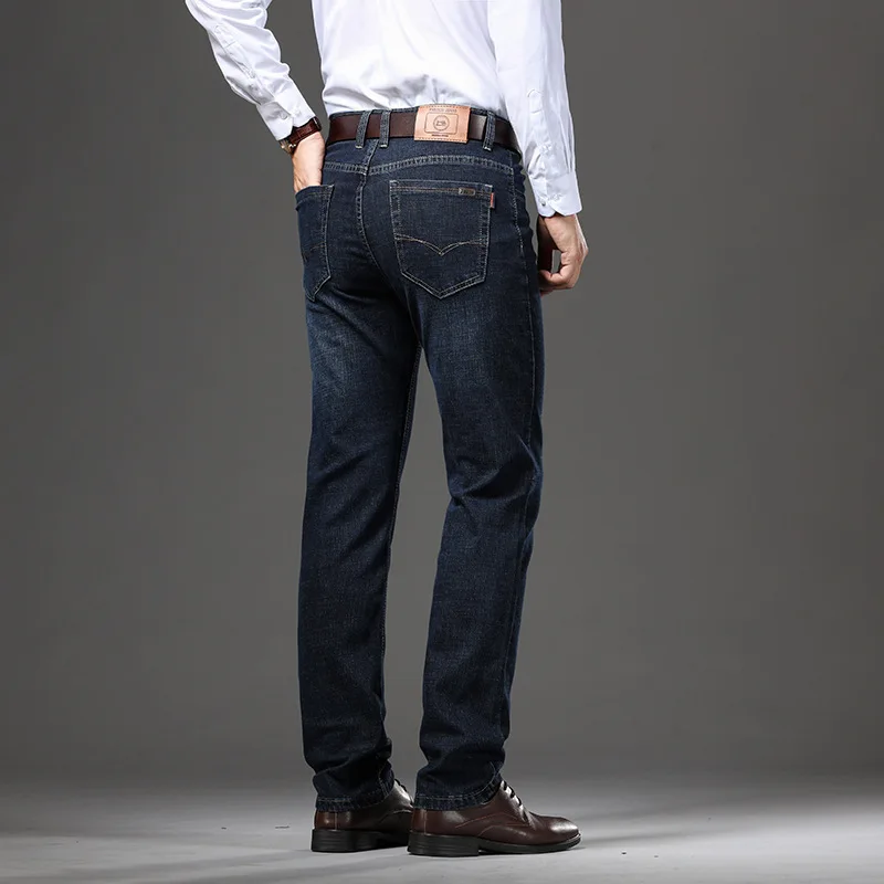 2023 Мужская новая осенняя одежда Стрейч Хлопок Деловая повседневная мужская прямая джинсовая брюка среднего возраста Мужские брюки Изображение 1 