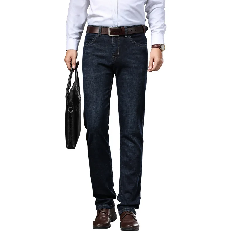 2023 Мужская новая осенняя одежда Стрейч Хлопок Деловая повседневная мужская прямая джинсовая брюка среднего возраста Мужские брюки Изображение 3 
