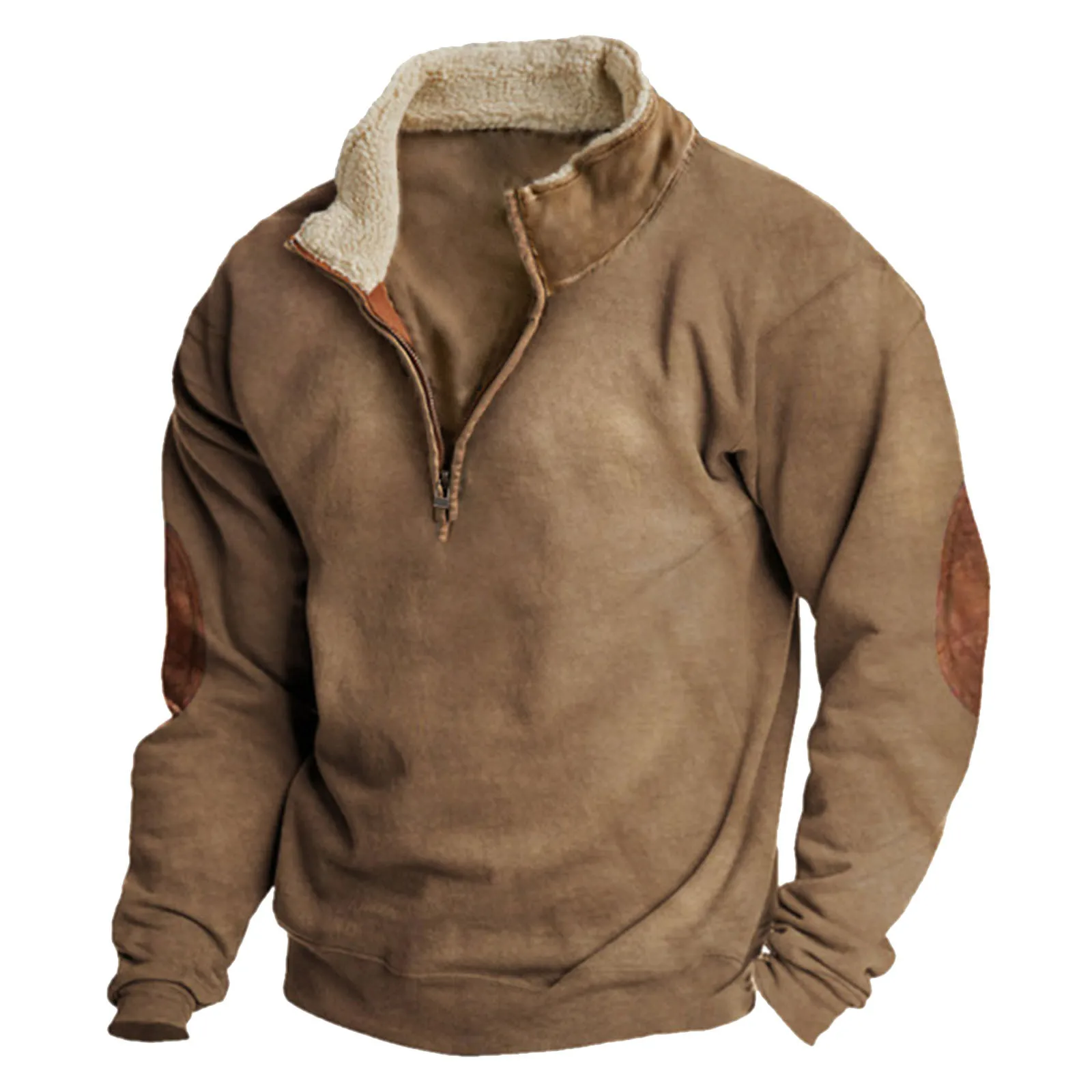 2023 Мужской осенне-зимний однотонный пуловер удобный повседневный с длинным рукавом без капюшона пэчворк мода толстовка