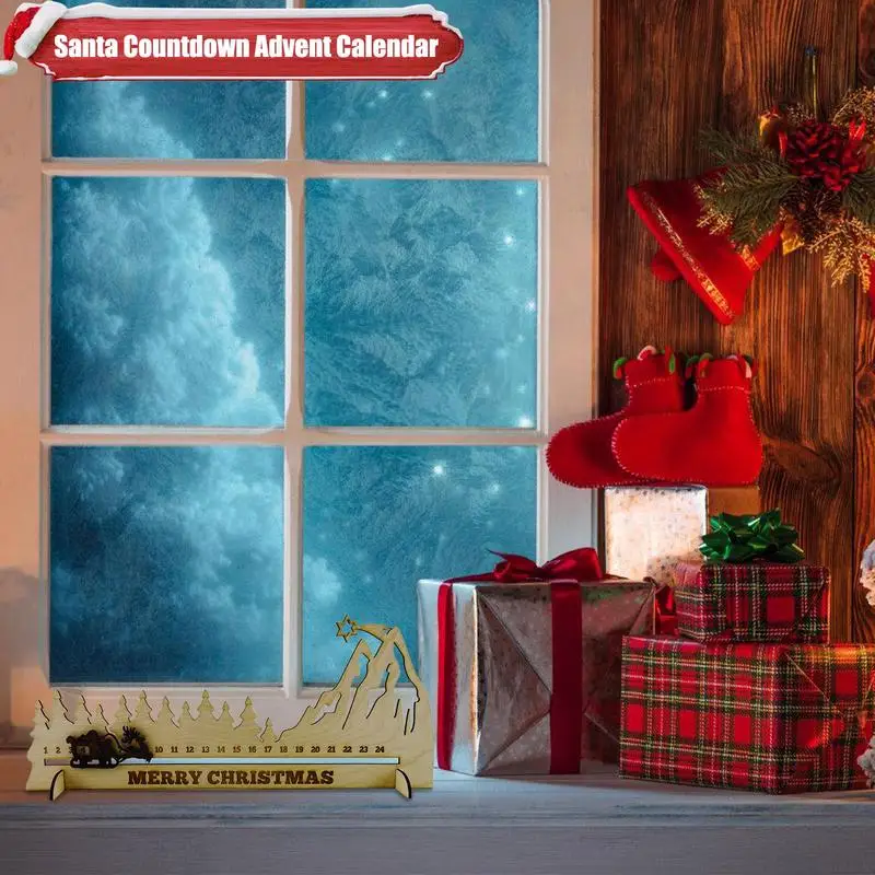 24 Days Countdown Decor Изысканные винтажные сани Рождественский календарь обратного отсчета Настольные украшения для обеденного стола Изображение 4 