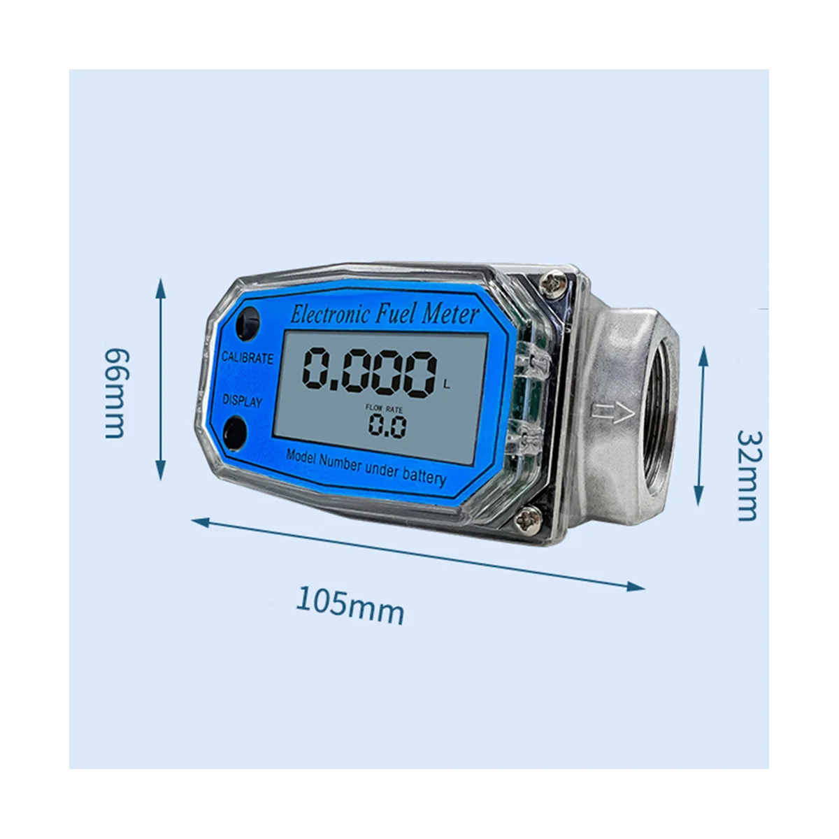 25 Цифровой турбинный расходомер для измерения расходомера бензиновой воды и морской жидкости синий Изображение 3 