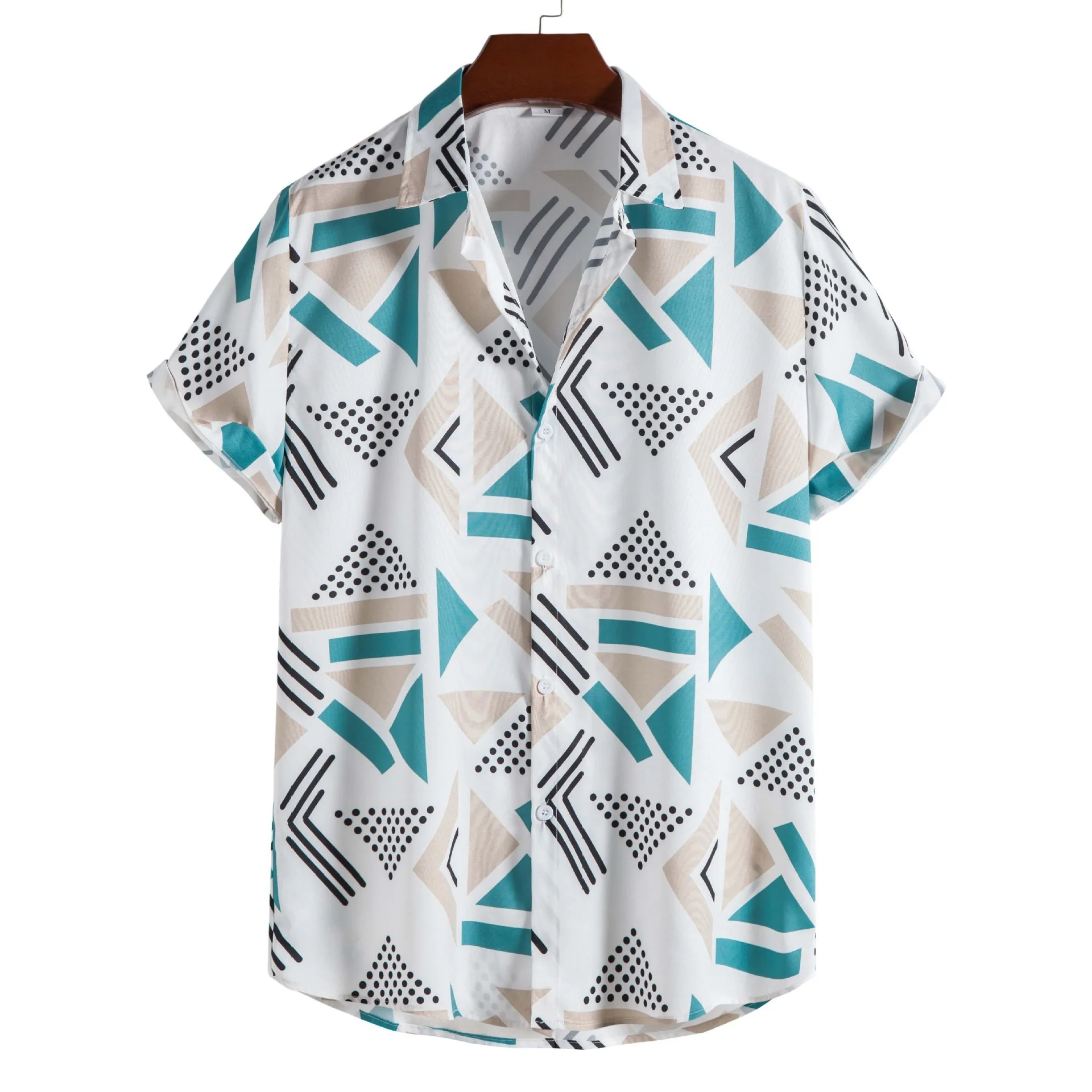  3D-печатная мужская модная повседневная рубашка с лацканом в гавайском стиле с короткими рукавами топ свободный и дышащий свежий пляж Изображение 1 