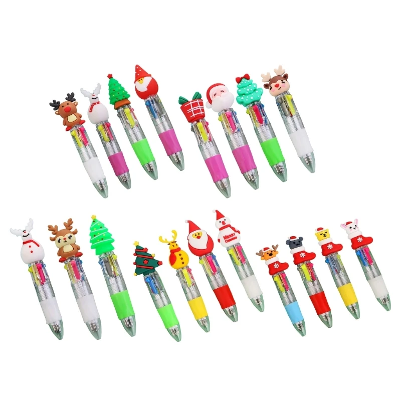 4Pcs Рождественская шариковая ручка 10-Colors-in-1 Многоцветная ручка Рождественский чулок Наполнитель Выдвижные шариковые ручки для детей