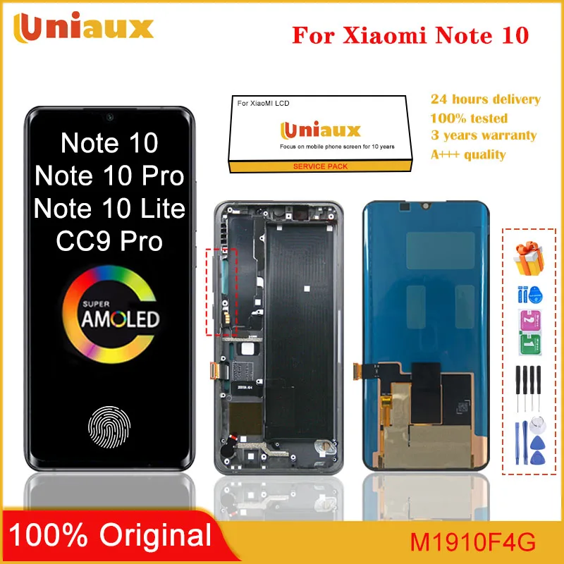 6.47 ''Оригинальный AMOLED для Xiaomi Mi Note 10 LCD CC9 Pro Дисплей Сенсорный экран Дигитайзер для Mi Note10 Note 10 Pro ЖК-дисплей Замена