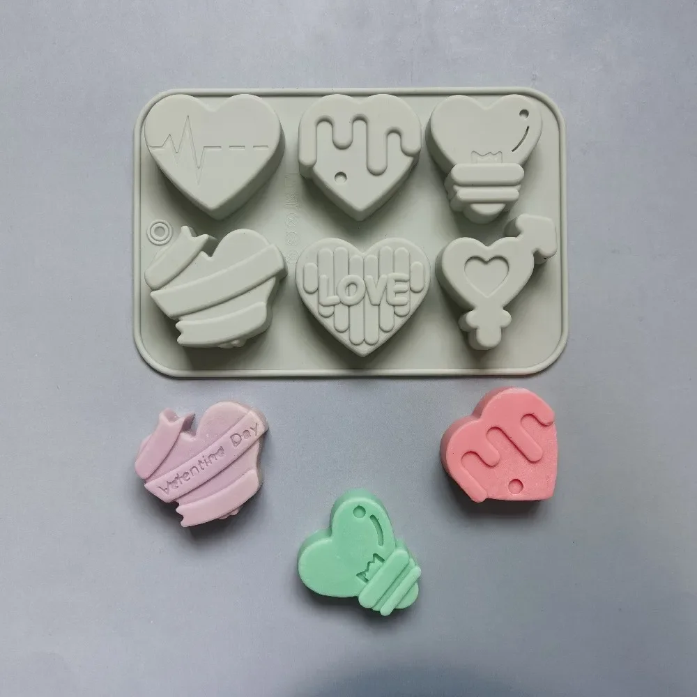 6 отверстий Романтики Силиконовая форма для торта в форме сердца для шоколадных десертов Пудинг Торты Формы для выпечки Декорирование кухни Инструменты