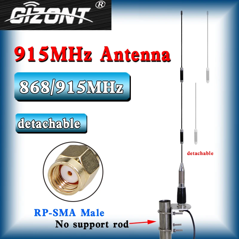 868 МГц LoRa Нержавеющая сталь Антенна с высоким коэффициентом усиления 915 МГц Antena для 923 МГц RP SMA Мужская гелиевая майнерная антенна Наружная омни-версия