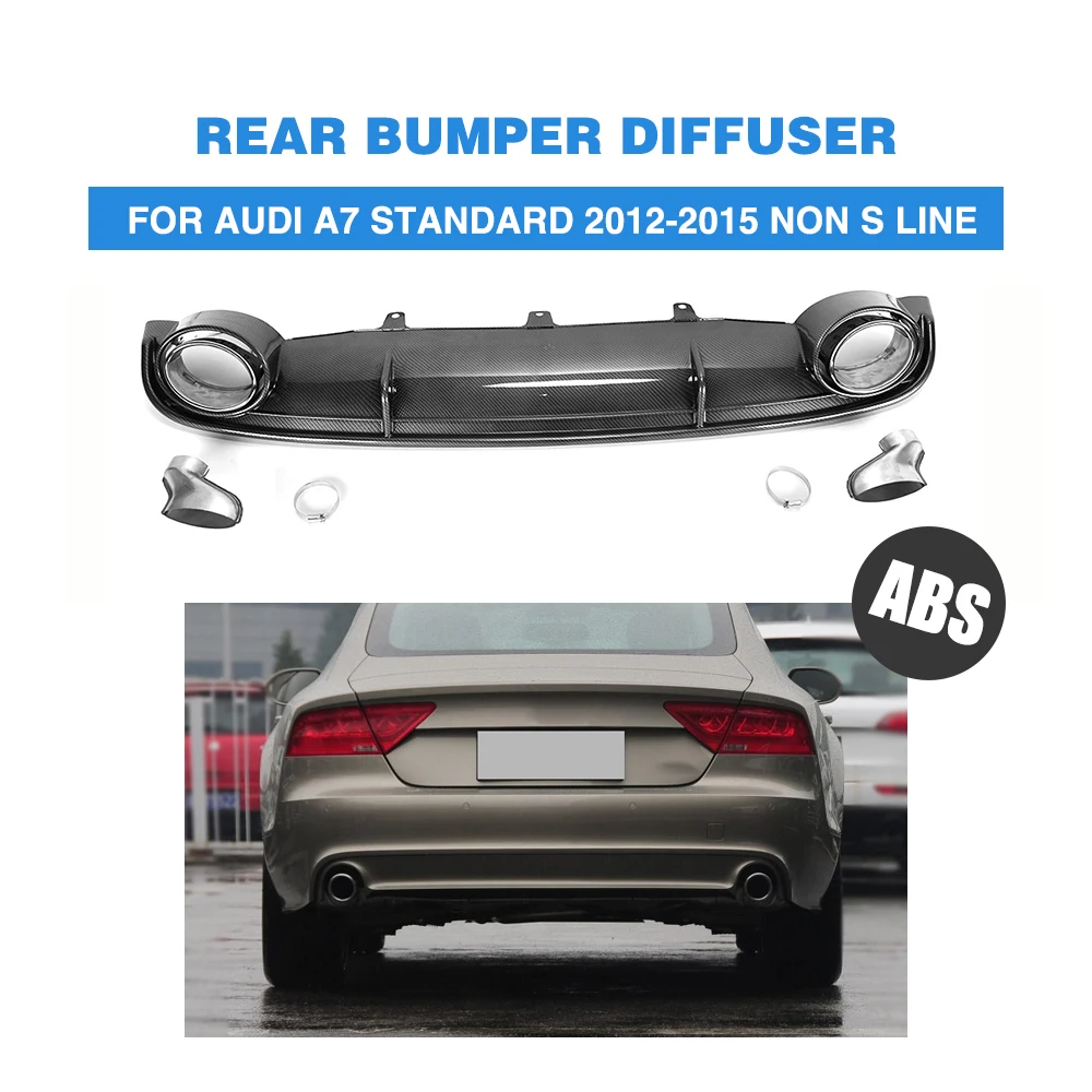 ABS Диффузор заднего бампера и наконечники выхлопной системы для Audi A7 Standard Bumper Only 2012 - 2015 Non S Non SLINE