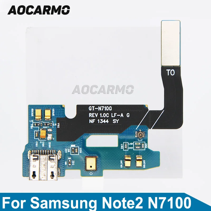 Aocarmo USB Charging Dock Port Flex Cable С микрофоном Микрофон Для Samsung Galaxy Note2 N7100