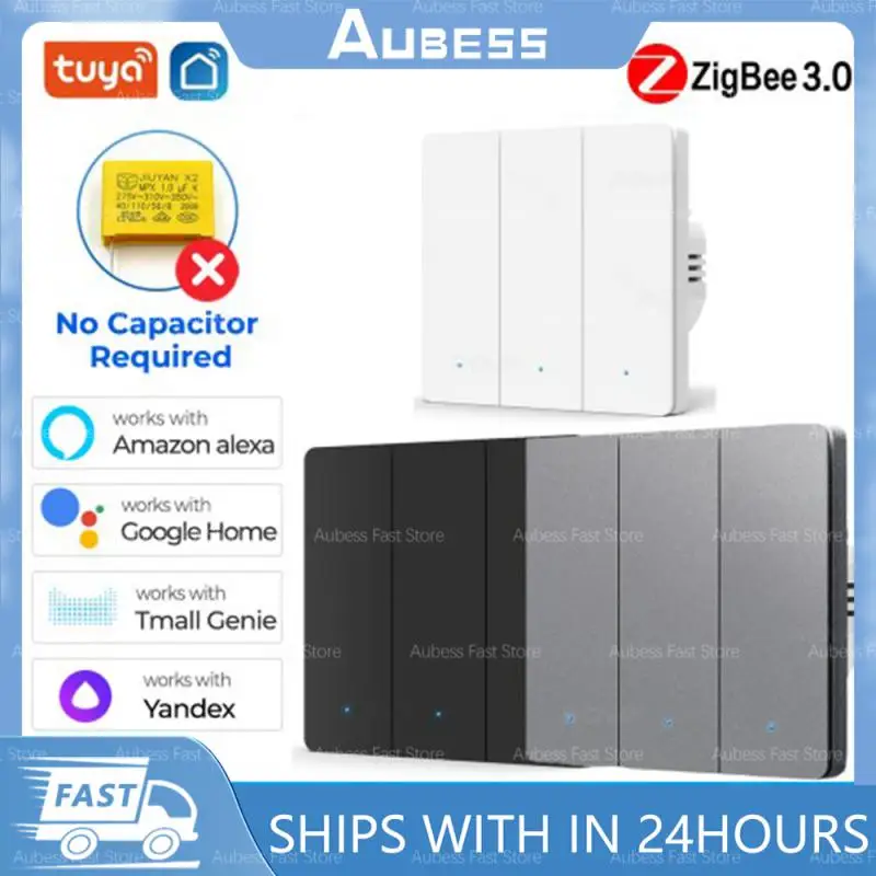 Aubess Tuya Smart WiFi Switch Кнопка Выключатели света EU 220V работает с Alice Alexa Google Home House Improvement Изображение 0 