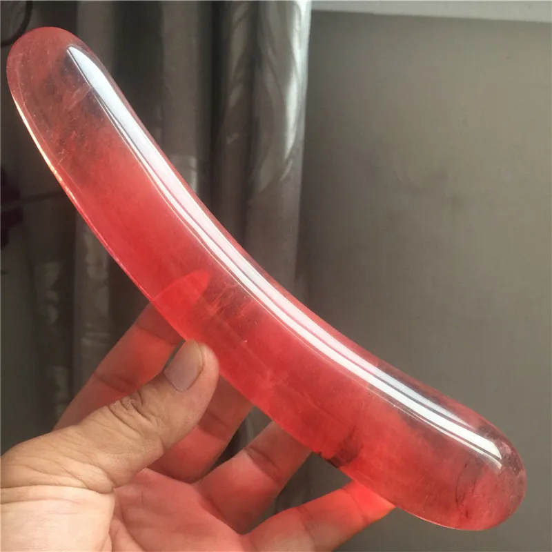 Beautiful Расплавленный кварц красный кристалл гладкая массажная палочка для лечения