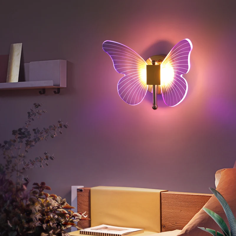 Butterfly светодиодный настенный светильник Красочный настенный светильник золотой современный бра внутреннее освещение домашняя лампа для спальни гостиной Изображение 0 