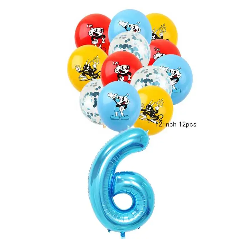 Cupheade Воздушный шар Мальчик Faovr Фоновый декор Принадлежности для вечеринки по случаю дня рождения Игровое шоу Домашний сад Бар отпраздновать Baby Shower Kid Подарок Изображение 3 