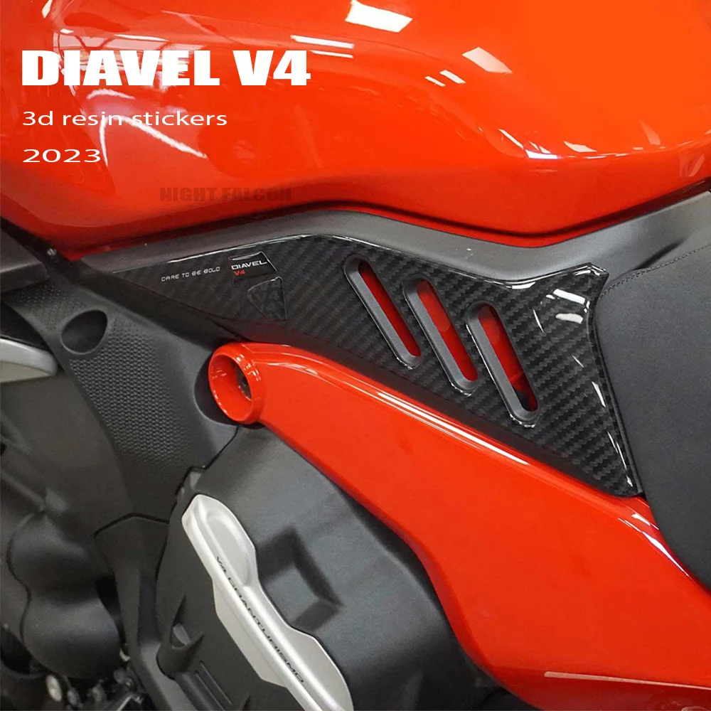 Diavel V4 2023 Аксессуары для мотоцикла Боковой протектор 3D Наклейка из эпоксидной смолы Набор для Ducati Diavel V4 2023-