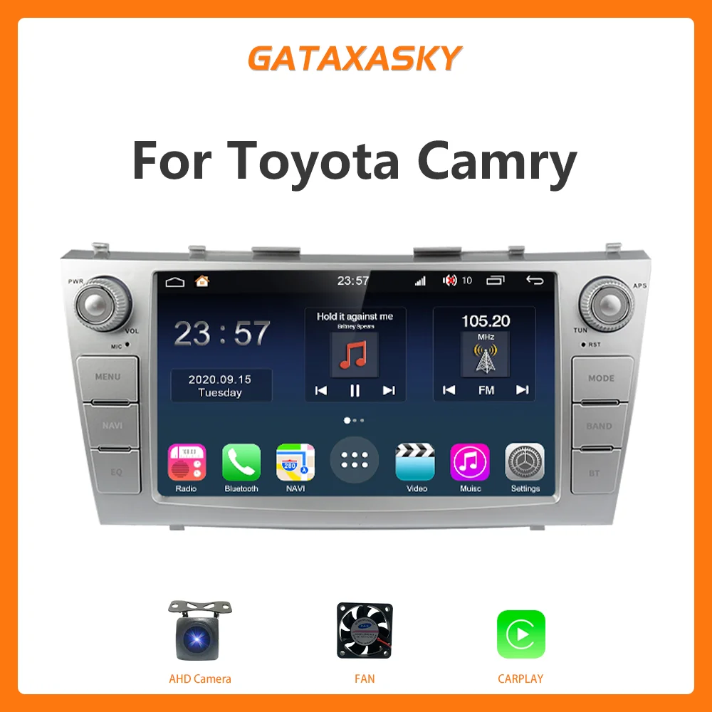 GATAXASKY 9''Android Автомагнитола Мультимедиа для Toyota Camry 7 XV40 50 2006 2008 2010 2011 BT GPS CarPlay AUTO Навигация Wifi SWC