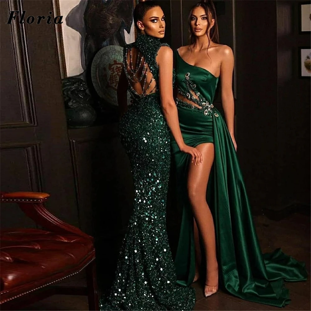 Haute Dubai Green Beaded Вечерние платья с русалкой Vestidos Tailor 2021 Ближний Восток Женское выпускное платье Вечернее платье