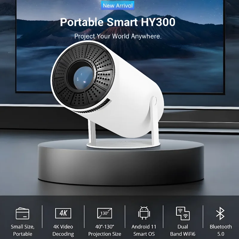 HY300 PRO Портативный проектор Четырехъядерный Android 11 Dual WIFI 4K Video Beamer Проектор для домашнего кинотеатра 4K Проекторы 3D Proyector