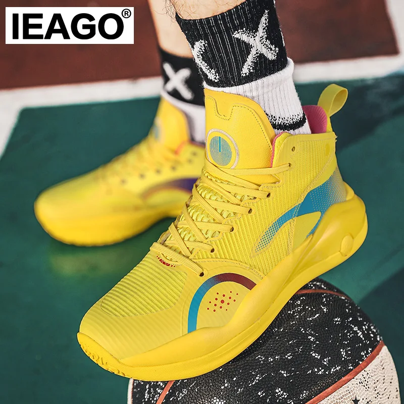 IEAGO Баскетбольные кроссовки для мужчин Спортивная обувь на открытом воздухе Женская дышащая обувь для бега с высоким верхом