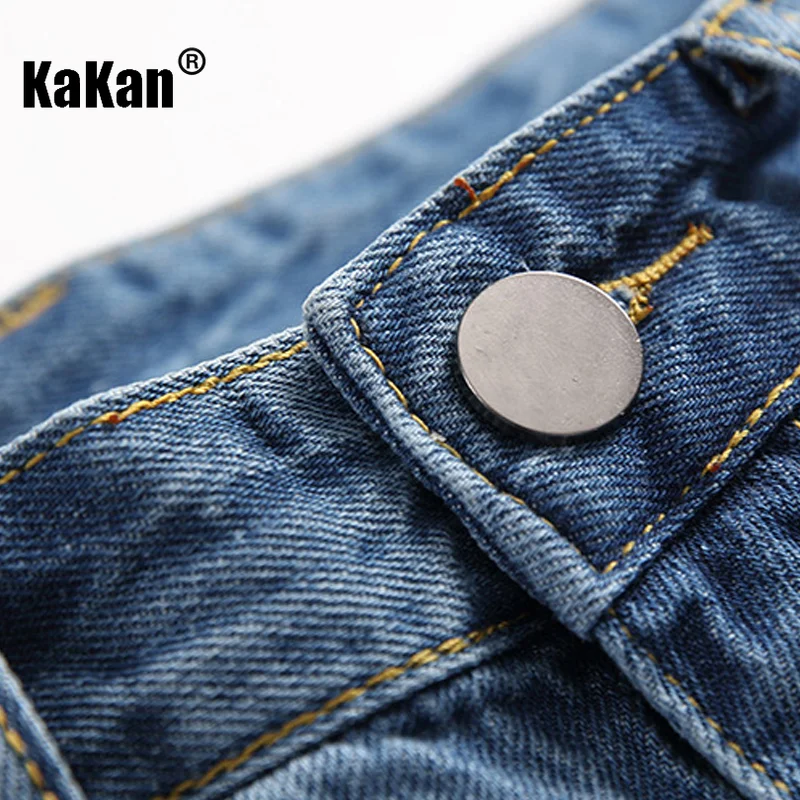 Kakan - Рваные мужские рваные джинсы в новом европейском и американском стиле, синие потертые стиранные повседневные джинсы K36-339 Изображение 3 