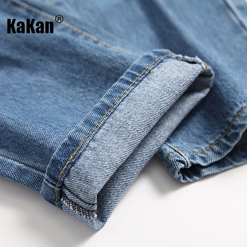 Kakan - Рваные мужские рваные джинсы в новом европейском и американском стиле, синие потертые стиранные повседневные джинсы K36-339 Изображение 4 