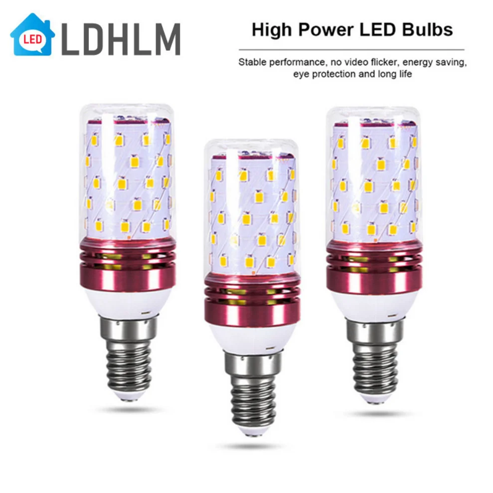 LDHLM 85-265V Светодиодная лампа E14 Светодиодная лампа для свечи E27 Настольная кукурузная лампа Светодиодная 12 Вт 16 Вт Bombilla Люстра Освещение Кукурузная лампа
