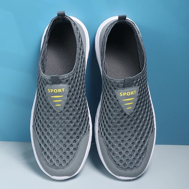Leisure Дышащий легкий спортивный слипон мужская обувь на открытом воздухе для ходьбы теннисные кроссовки плоская сетчатая дорожная обувь Zapatillas Mujer Изображение 1 