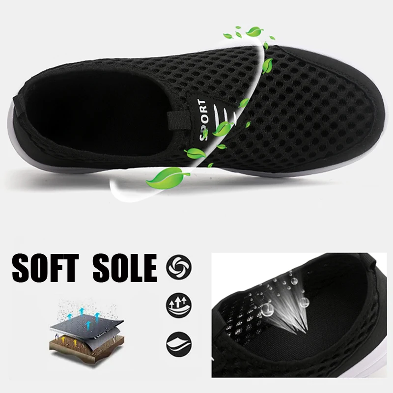 Leisure Дышащий легкий спортивный слипон мужская обувь на открытом воздухе для ходьбы теннисные кроссовки плоская сетчатая дорожная обувь Zapatillas Mujer Изображение 2 