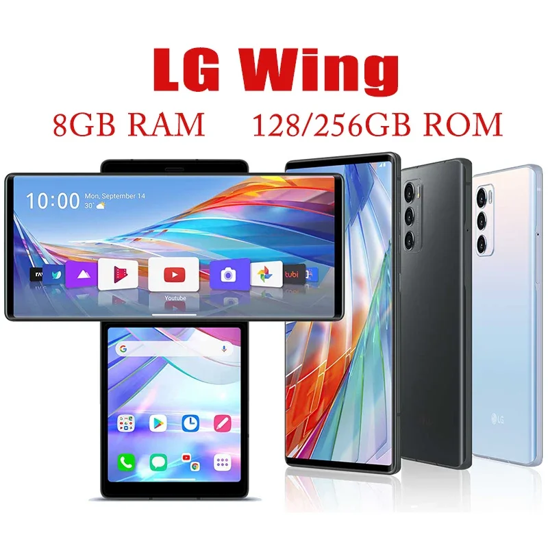 LG Wing F100N / F100VM / F100TM Одна/две SIM-карты Android 6,8 дюйма 8 ГБ ПЗУ 128/256 ГБ ОЗУ Задняя камера Разблокирован Оригинальный сотовый телефон NFC