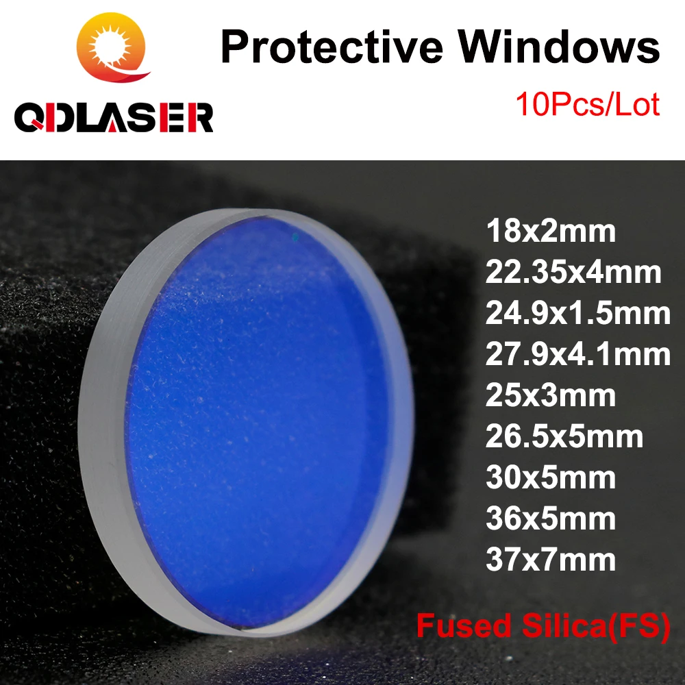 QDLASER Оптический лазерный защитный WIndows 1064 нм кварцевый плавленый диоксид кремния Размер горячей продажи 18 * 2 27,9 * 4,1 30 * 5 37 * 7 для режущей головки волокна