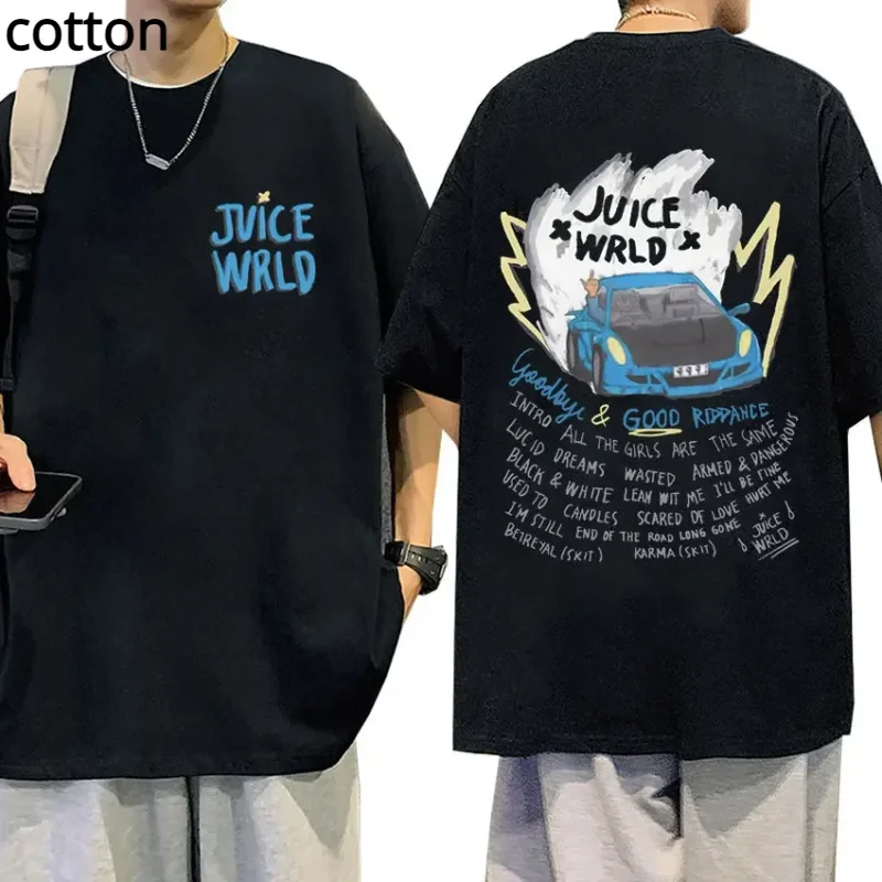 Rapper WRLD Print Графическая футболка Мужские футболки Hop Retro Gothic Мужские повседневные 100% хлопок Футболка оверсайз Уличная одежда