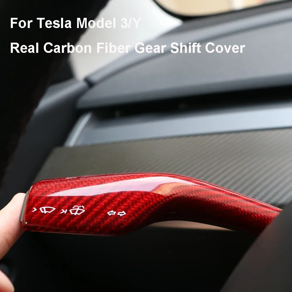 Real Carbon Fiber Рулевое колесо Крышка переключения передач Ручка стеклоочистителя Защитная крышка Аксессуары для интерьера Tesla Model 3 Model Y
