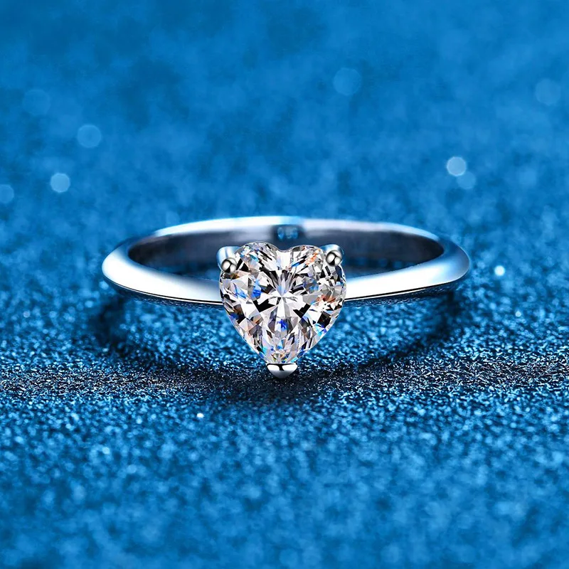 S925 Женское кольцо из стерлингового серебра с муассанитом 1 карат простой бриллиант