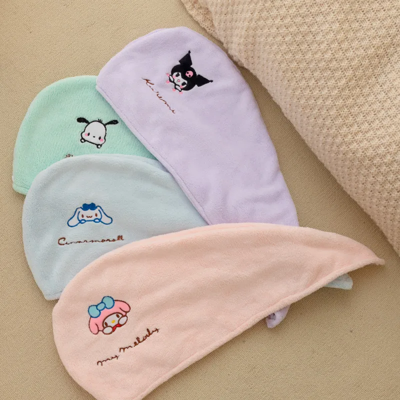 Sanrio Плюшевая шапка для сухих волос My Melody Cinnamoroll Kuromi Kawaii Плюшевая шапка для сухих волос Подарки для девочек