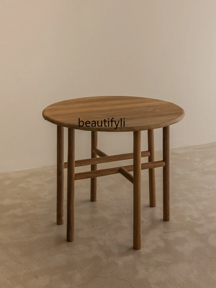 Silent Style Полукруглая консоль из массива дерева Многофункциональная комбинация консольных столов Круглый стол для бревен Изображение 1 