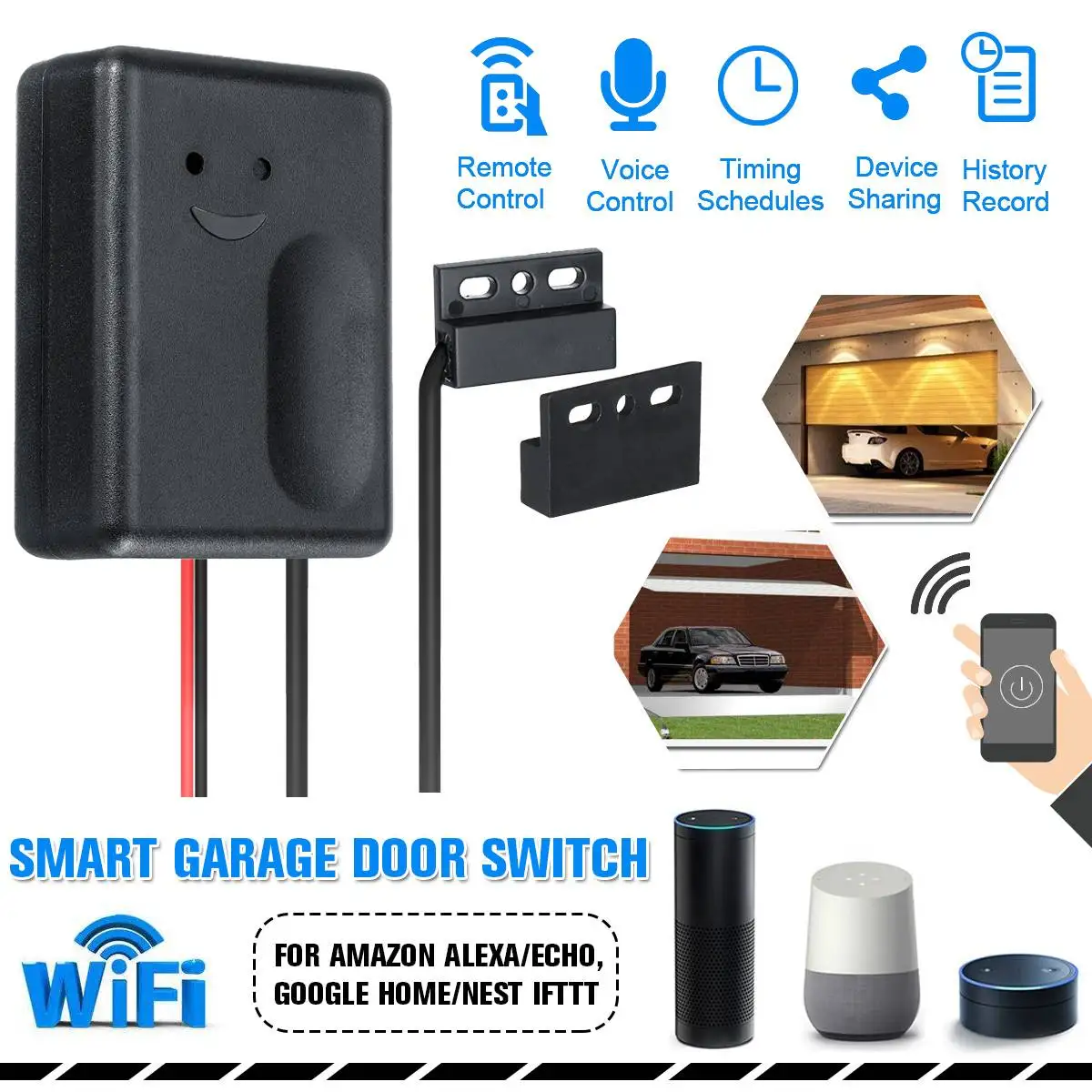 Tuya WiFi Smart Switch Контроллер открывания гаражных ворот APP Пульт дистанционного управления Таймер Голосовое управление Работа Alexa Google Умный дом Изображение 1 