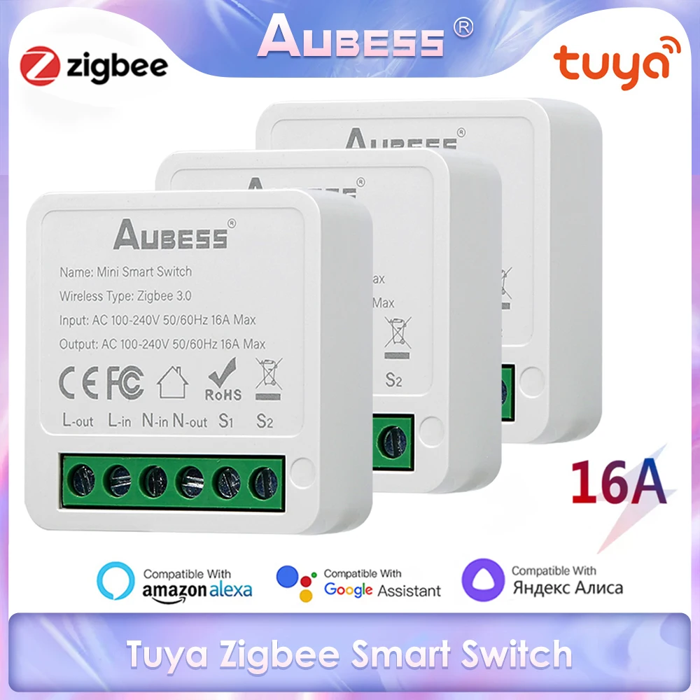 Tuya Zigbee Relay Smart Switch 16A Поддержка беспроводного модуля Поддержка 2-стороннего управления Голосовой таймер Работа с Smart Life Alexa Google Home