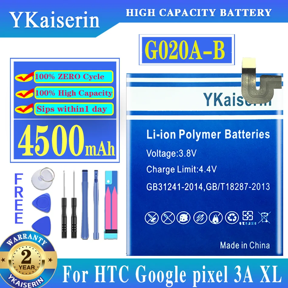 YKaiserin 4500 мАч G020A-B Сменный аккумулятор телефона для HTC Google Pixel 3A XL Батареи + Инструменты + стикеры