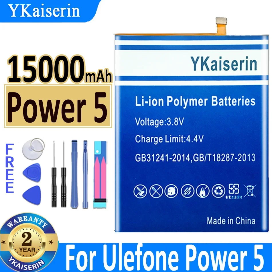 YKaiserin Power 5 Батарея 15000 мАч для смартфона Ulefone Power5 Bateria + гарантия на бесплатные инструменты Изображение 0 