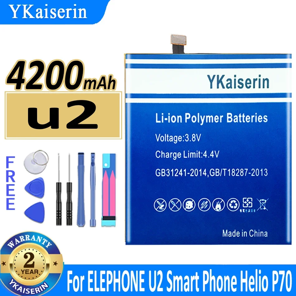YKaiserin U 2 (для ELEPHONE) Аккумулятор 4200 мАч для смартфона ELEPHONE U2 Helio P70 Высококачественная батарея + трек НЕТ