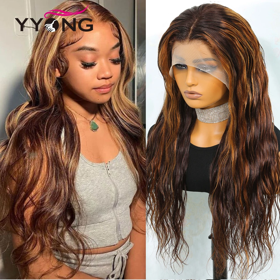 YYong Highlight Loose Water HD Прозрачные кружевные парики для женщин Бразильские парики из натуральных волос 4/30 13x4 13x6 кружевной лобовой парик