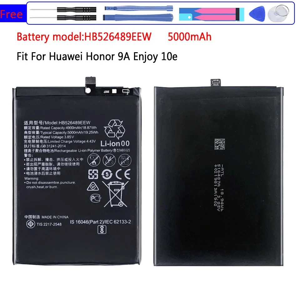 Аккумулятор мобильного телефона HB526489EEW 5000 мАч для Huawei Honor 9A Changwan 9A Enjoy 10e Bateira